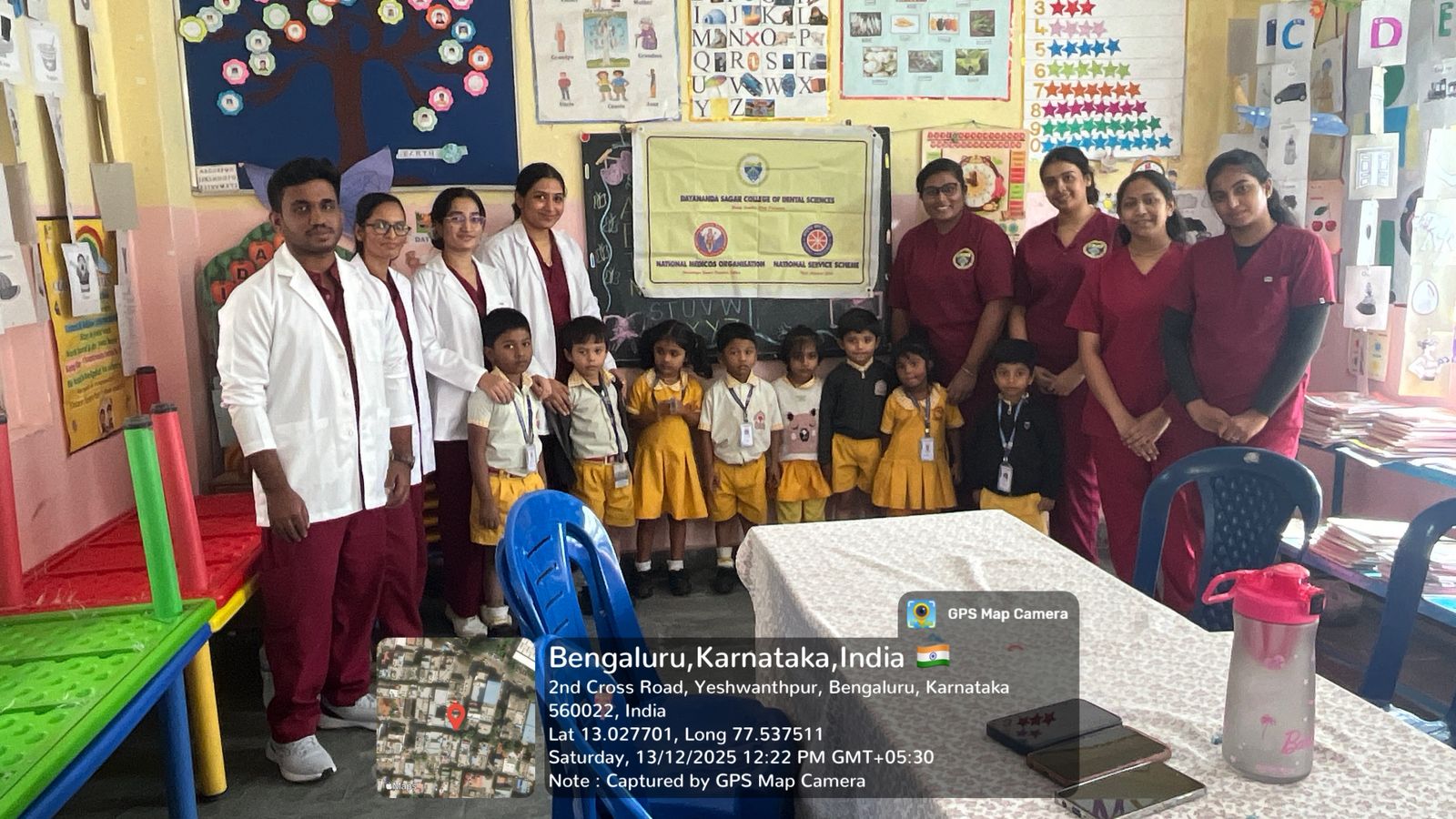 Dental team with school children