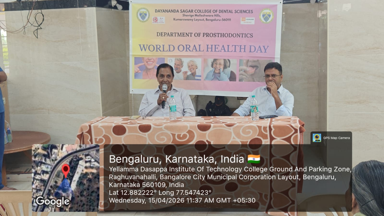 Woman delivering a talk on oral health awareness