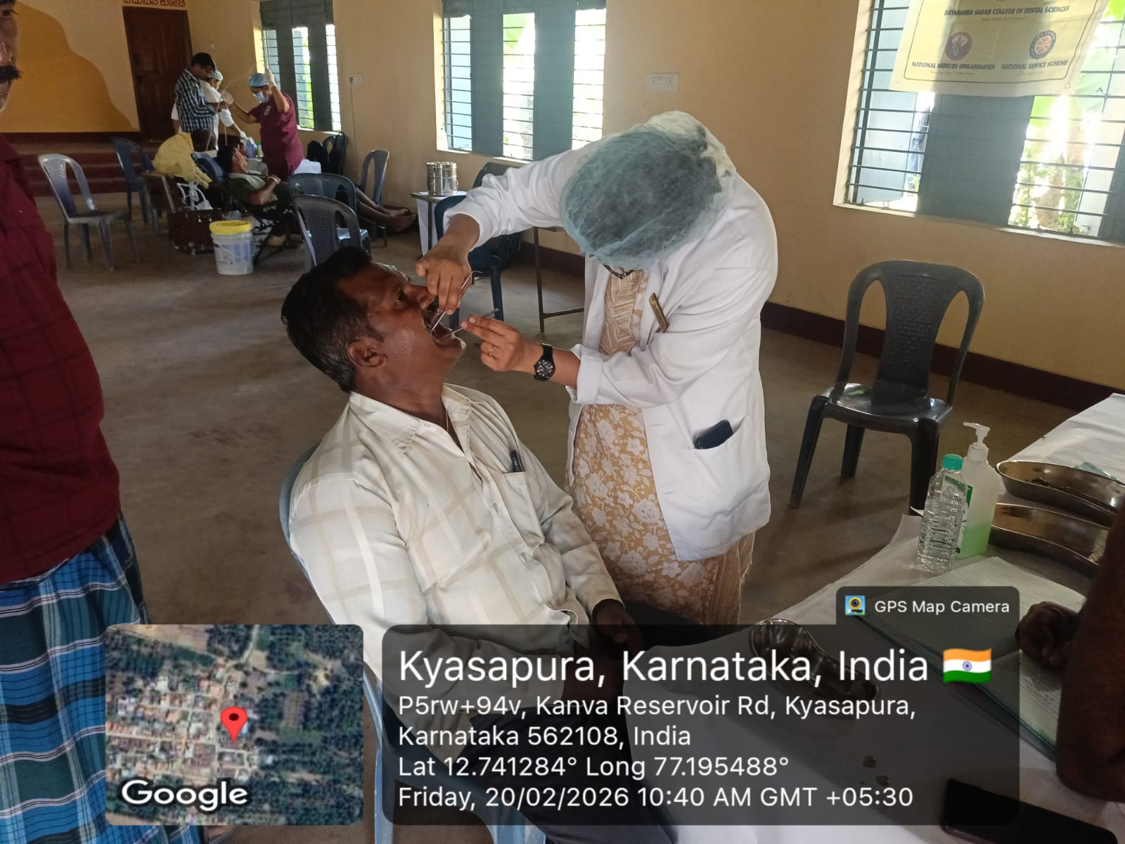 Dental team conducting screening and registration for students