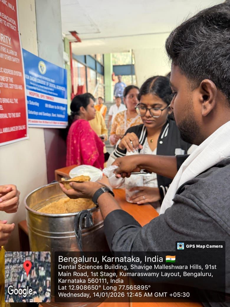 Prasadam distribution to attendees during the Makara Sankranti celebration