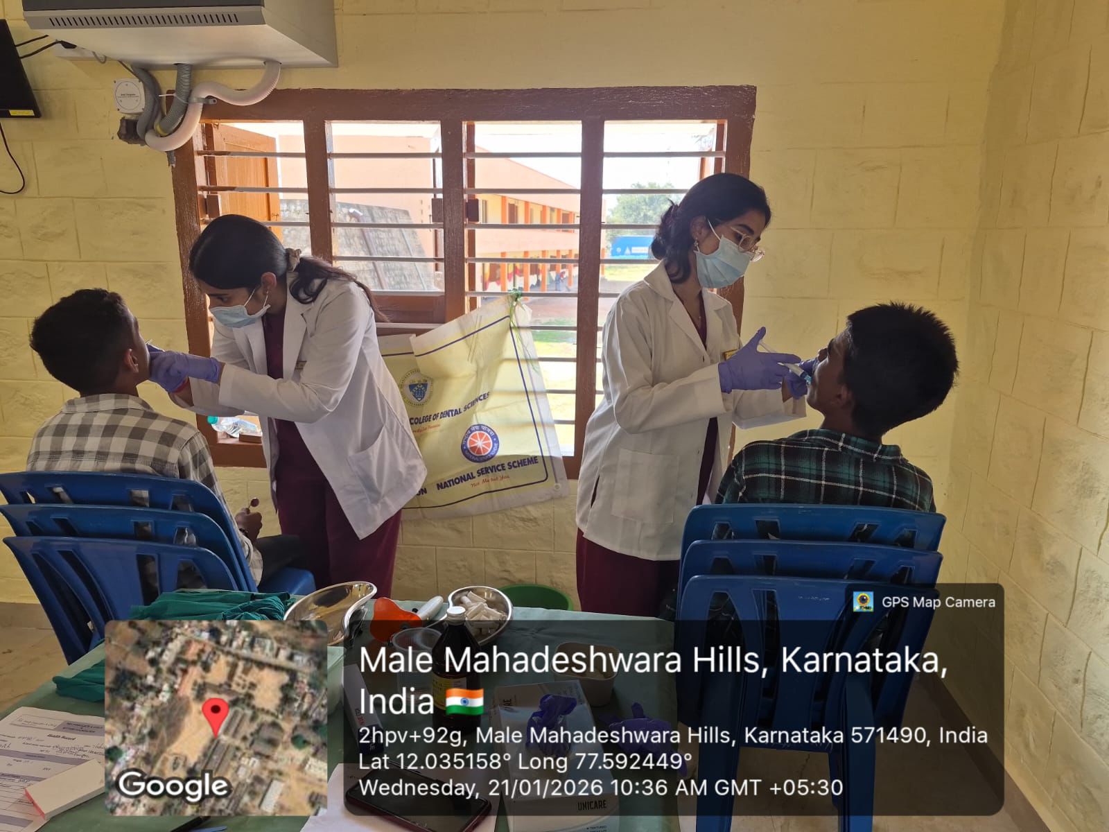 Dental treatment being provided to a patient indoors