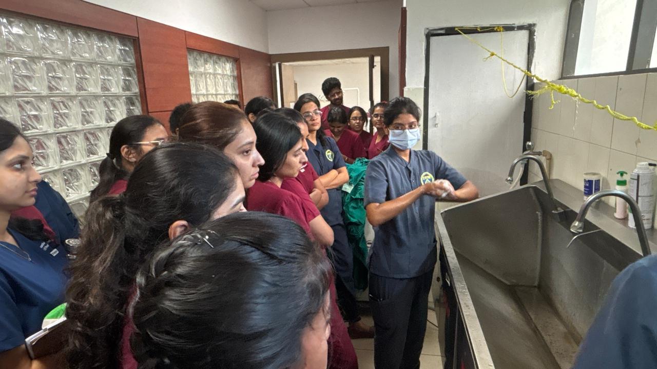 Demonstration of hand hygiene and surgical scrubbing protocol